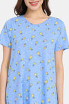 Rosaline Joy Sticks Knit Cotton Knee Length Nightdress - Little Boy Blue — thumbnail 5